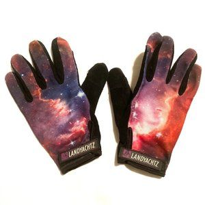 RARE Landyachtz Space Skateboard Slide Gloves Adult Size L Black Suede